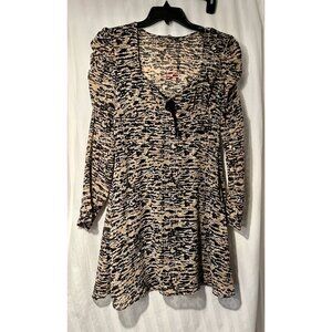 Zara NWT Leopard Print MINI Dress V Neck Sheer  Size Small Animal Print Cheetah